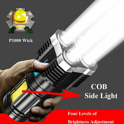 Tactical Quad-Core Flashlight | Tactical LED Flashlight | Quad-Core Super Torch | Rechargeable Tactical Torch | Ultra Bright Camping Flashlight | Zoomable LED Torch | Waterproof Emergency Light | Handheld Super Bright Flashlight | Outdoor Survival Torch | USB Powered LED Light | High-Lumen Tactical Flashlight | 