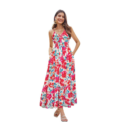 Bohemian Printing Slip Dress Vacation