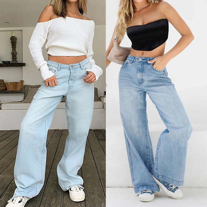 High Waist Loose Wide Leg Women's Jeans